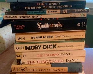 Assorted Vintage Hardback Books Dante, Novels, Moby Dick 