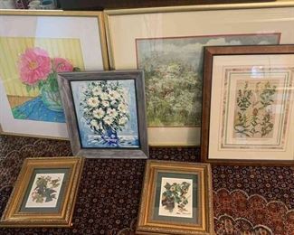 Assortment Of Framed Floral Art Prints 