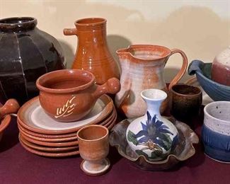 Blue And Terracotta Mixed Pottery 