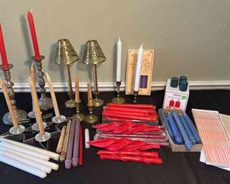 Large Lot Of Candle Stick Holders And Candle Sticks 