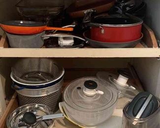 Mystery Lot Assorted Pots Pans Calphalon, Copper Chef, Le Creeuset