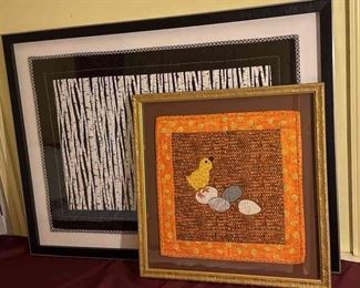 Pair Of Two Quilted Framed Pictures