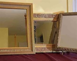 Set Of Three Gold Framed Gilded Mirrors 