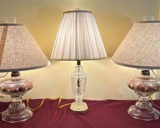 Set Of Three Glass Lamps