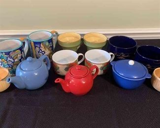 Unique Patterned Vintage Mugs Colorful Teapots Vietri, Italy, Hershey 