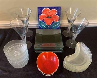 Unique Patterned Shaped Glassware Italian Trivet, Heart Bowls, Sun  Moon Cut Glass