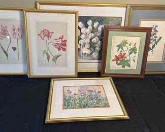 Variety Of Framed Floral Prints 