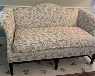 Vintage Dainty Pastel Floral Wooden Base Sofa 