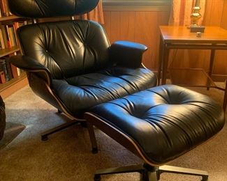 Vintage MCM Style Leather Swivel Seater Foot Stand 