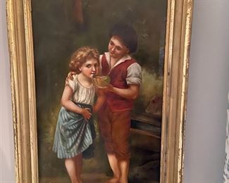 Bay and girl painting