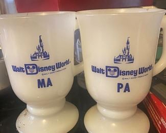 Disney World milk glass pedestal mugs