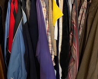 Hodgepodge of clothing—some 1960s baby items, little boys suits, a few 90s tees, 90s girl baby/toddler, contemporary men’s and women’s. 