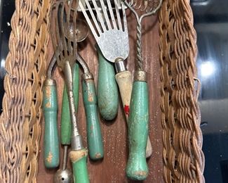 Vintage green handled utensils