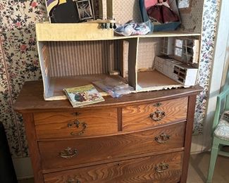 Antique dresser, homemade dollhouse