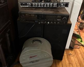 Vintage Magnavox Stero Receiver and Drum case