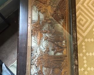 Hand carved travel trunk