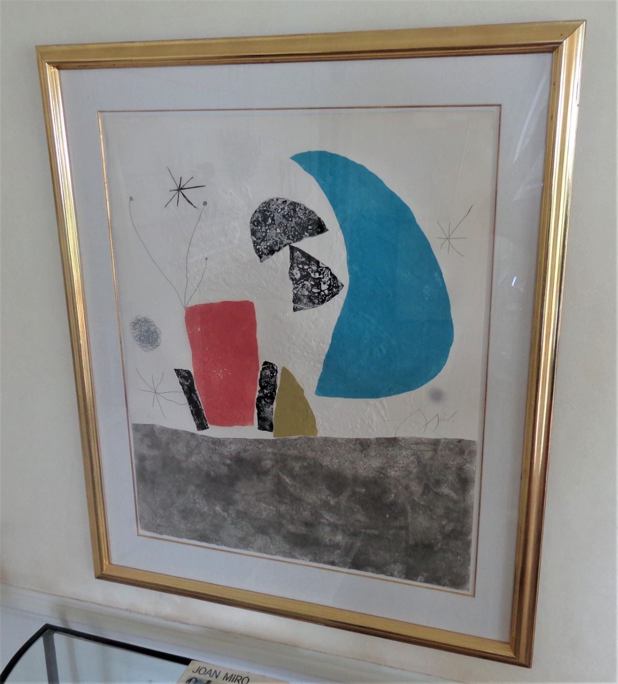 Joan Miro pencil signed lithograph on embossed paper