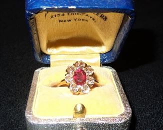 Vintage 14K witghruby and diamonds
