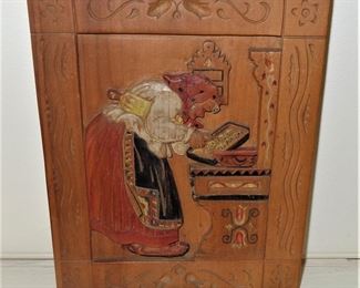 Carved and painted Scandinavian plaque