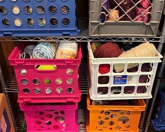 Sample of bins full of yarn