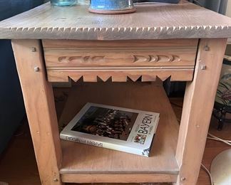 Southwestern motif end table with drawer