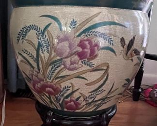 Vintage Japanese planter with stand