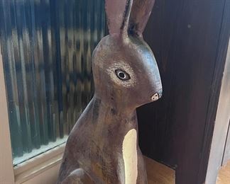 Large wood carved bunny