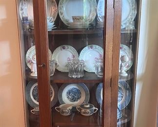 Cherry wood curved curio cabinet