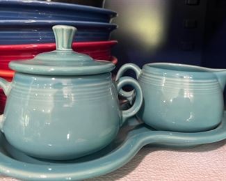 Fiesta ware cream and sugar bowls