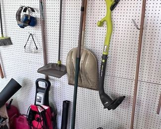 Various yard tools and shop vac