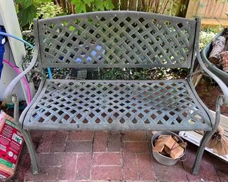 Metal patio bench