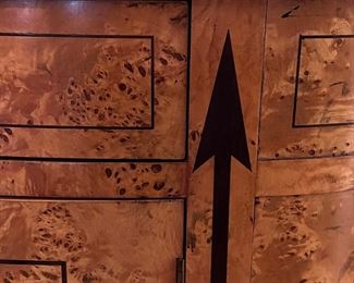 Tall Oval/Cylinder Burl Wood One Drawer Neoclassical Style Centre Cabinet by Baker Furniture..
