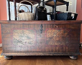 Antique Painted Tryolean Chest/Trunk- Folk Art Style (Early 19th Century-Scandinavian).. Swedish.