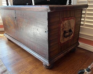Antique Painted Tryolean Chest/Trunk- Folk Art Style (Early 19th Century-Scandinavian).. Swedish.