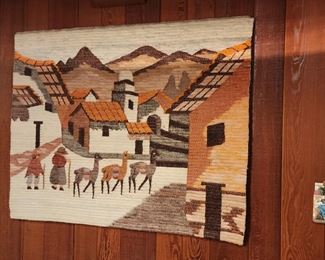 Vintage Wool Handwoven Tapestry Wall Hanging