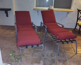 Pair of Patio chaise lounge chairs with cushions