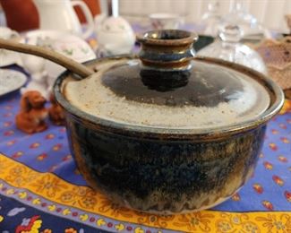 Vintage Hand Made Wheel Thrown Studio Art Pottery Stoneware Casserole