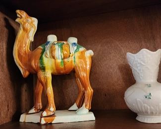 Chinese Sancai Glazed Majolica Pottery Bactrian Camel Sculpture