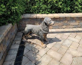 Concrete Rotweiler garden statue $325