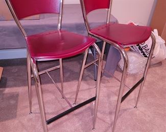Baleri Italia red plastic Cafe chairs. $60 ea.