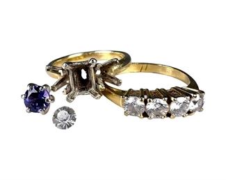 14kt Two Tone Ring Mounting and Miscellaneous Jewelry