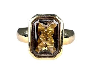 14kt Yellow Gold Smokey Quartz Ring