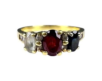 18kt Yellow Gold Multi Gemstone and Diamond Ring