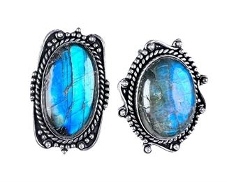German Silver 2 Labradorite Rings