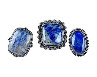 German Silver 3 Sodalite Rings