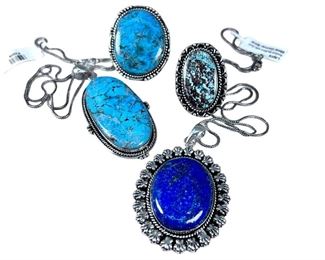 German Silver Imitation Turquoise and Lapis Lazuli Jewelry