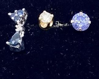 Single Diamond Tanzanite Sapphire Earrings 10k and 14k