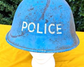 VINTAGE METAL POLICE HELMET