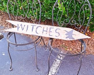 METAL CHAIR FRAMES & WITCH SIGN