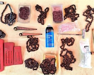 CHAINSAW CHAINS & TOOLS LOT